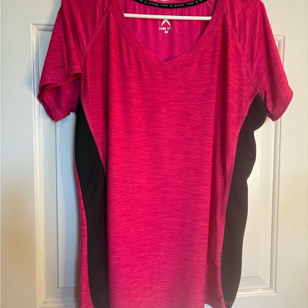 Game Time Fuchsia and Black Short Sleeve Top
